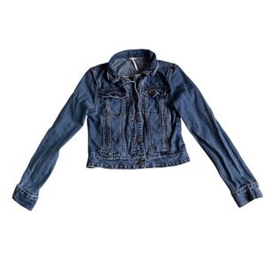 Free People Denim Jacket Womens S Western Boho Farmer‎ Spring Blue Jean Festival